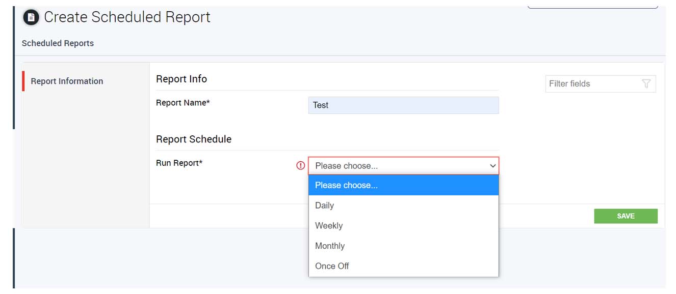 Create Scheduled Report